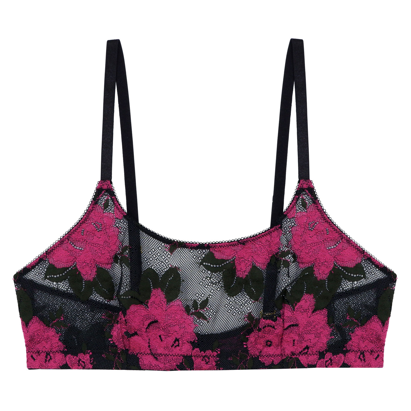 Underprotection bandeau in black with a flower design made from recycled polyamide 