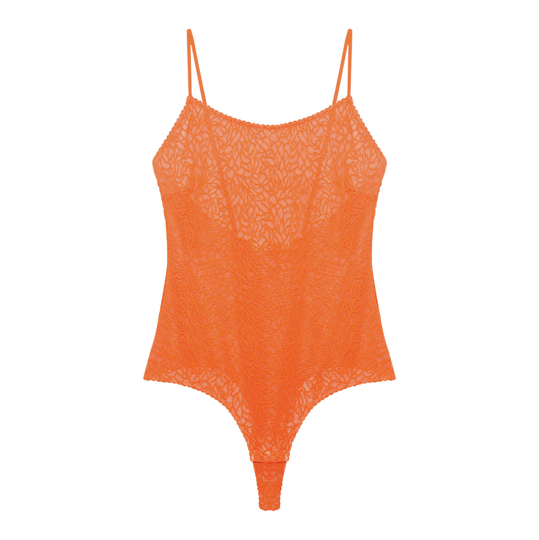 Neon orange lace bodysuit on sale