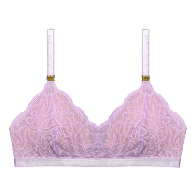 Underprotection maternity bra with an easy open and close function in purple made from recycled polyamide 