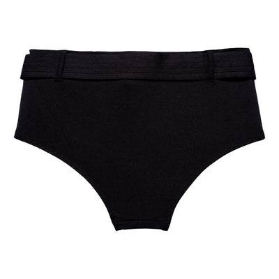 Our Melina Bikini Hipster is made in soft recycled polyester fabric in classic black. Sustainable swimwear.