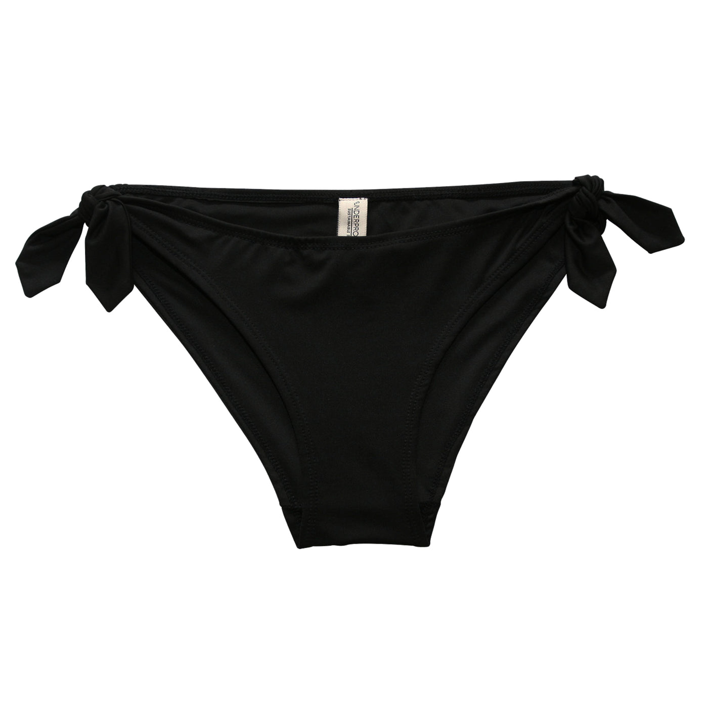 Alexia bikini briefs in black recycled polyester. Sustainable swimwear